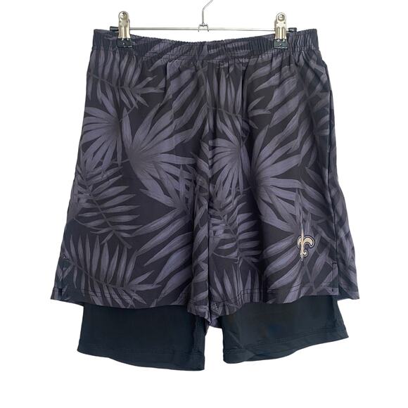 New Orleans Saints Floral Black Liner Shorts Size Large  NWT - Picture 2 of 9